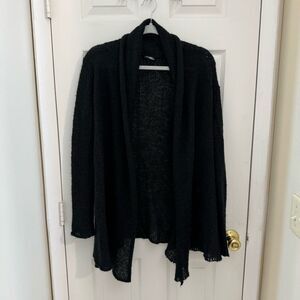 Wooden Ships Mohair Wool Blend Open Front Cardigan Size Medium/Large Black Long